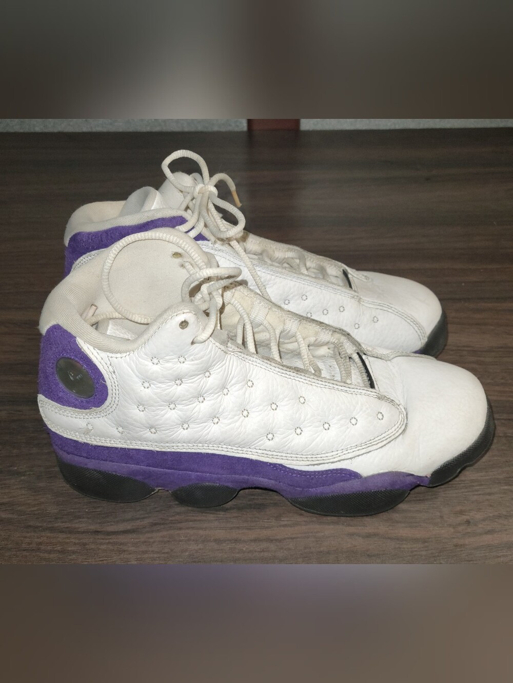 Air Jordan White and Purple Basketball Sneakers - 8